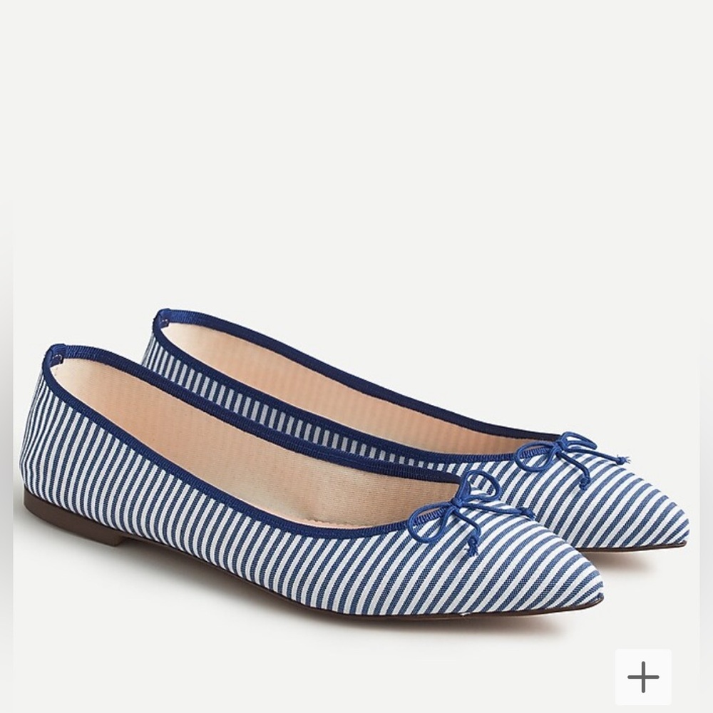 J.Crew Gemma Ballet Flats in‎ Striped Cloth - Blue Stripe
